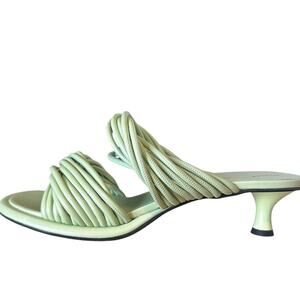 Proenza Schouler Pipe Rolo Braided Leather Kitten Heel Mule Light Green EU 40